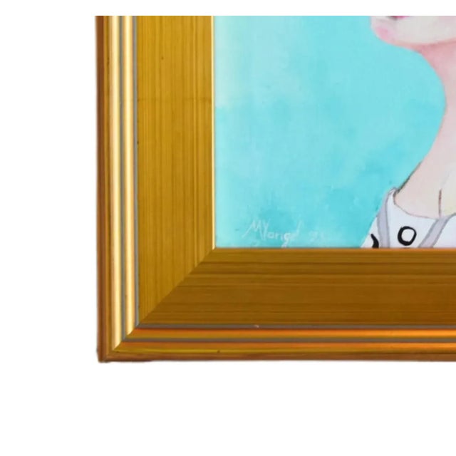 Fantasy Celestial Woman Portrait Oil Painting W/ Antiqued Gold Wood Frame For Sale - Image 4 of 7