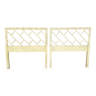Coastal Bamboo Chinese Chippendale Twin Headboards - a Pair For Sale