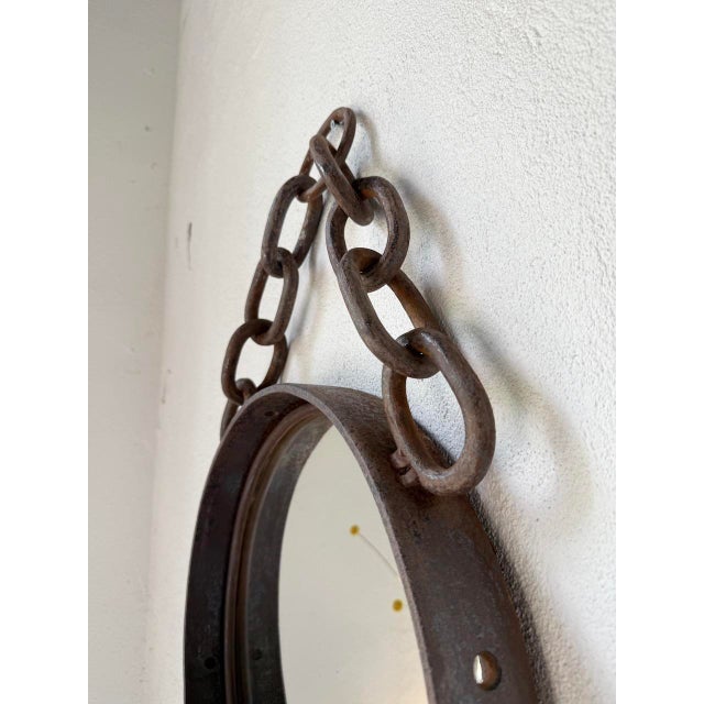 Brutalist Mirror with Metal Chain, 1950s For Sale - Image 14 of 18