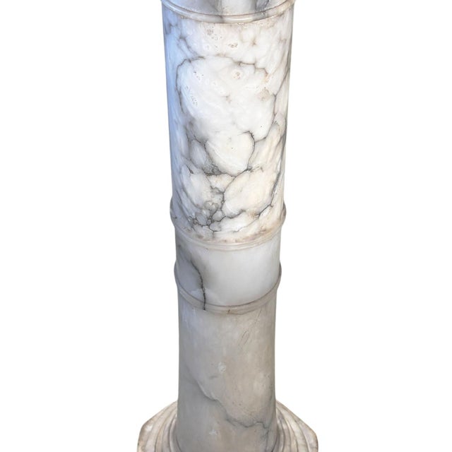 Stone Vintage Circa 1930 Italian Hand Carved Alabaster Pedestal Stand 35" H For Sale - Image 7 of 7
