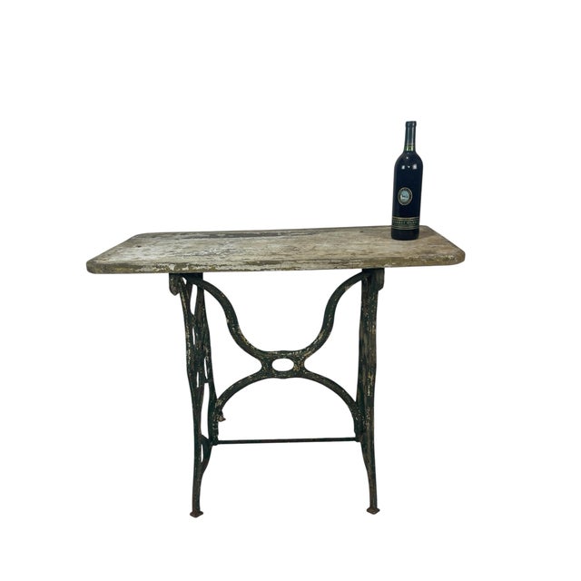Industrial Husqvarna Attributed Cast Iron Sewing Machine Table, Garden / Primitive Patina, Early 20th Century For Sale - Image 3 of 12