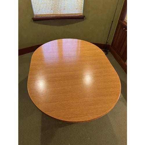 Vintage McGuire Blonde Round Dining or Game Table with Two Leaves. excellent vintage condition, sturdy and sound. Each...