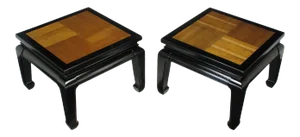 Ming Low Tables With Parquetry Tops - a Pair