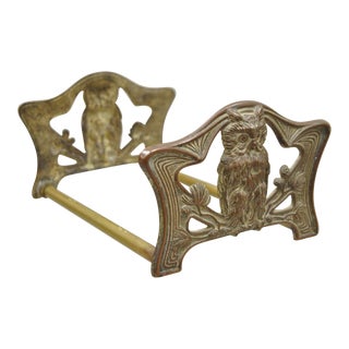 Antique Bronze Art Nouveau Owl Expandable Bookends Book Rack For Sale