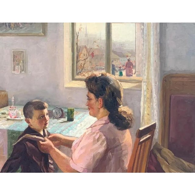 Soviet Children Portraits Oil Painting Original Ukrainian Artist Osenniy m.s. 101-129 1950e 101-129 For Sale - Image 6 of 6