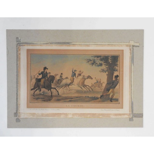 Early 19th Century Antique French Horse Racing Aquatint Etching For Sale - Image 5 of 6