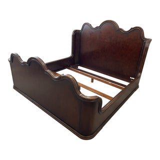 Late 20th Century Ralph Lauren Mahogany Scalloped Sleigh King Bed For Sale