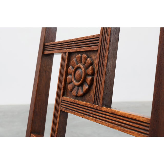 Art Deco Oak Side Chair with Carved Rosette Back and Turned Front Legs, 1890s For Sale - Image 11 of 16