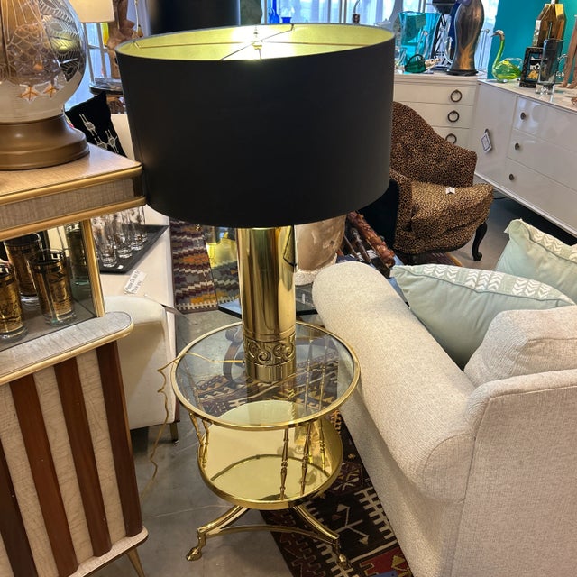 1960s Italian 2 Tier Round Brass and Glass Side Tables a Pair For Sale - Image 12 of 12
