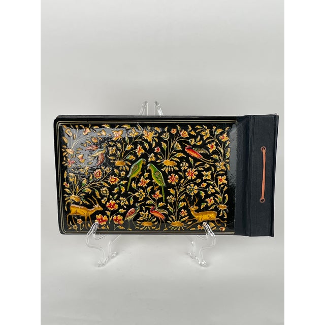 Black A Persian Hand Painted Polychromed Photo Album For Sale - Image 8 of 9