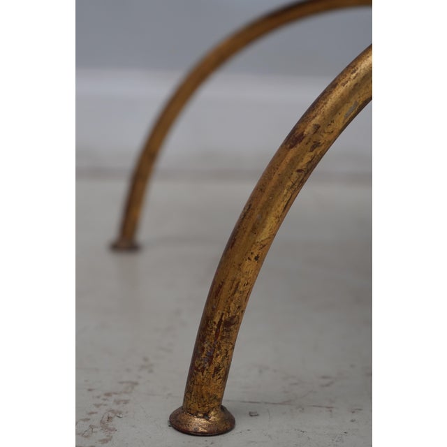 1970s Italian Gold Finish Iron Bench W. Petticoat Seat For Sale - Image 5 of 12