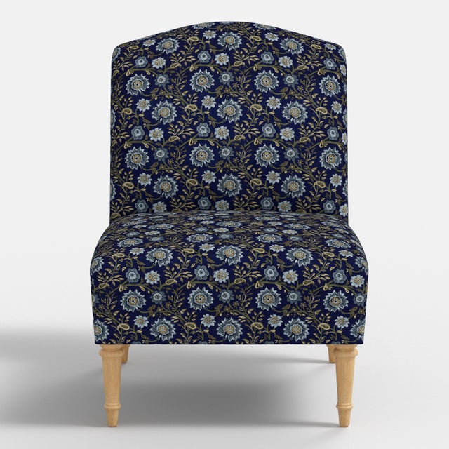 Transitional Ashburn Chair in Seus Jacobean Indigo Floral For Sale - Image 3 of 7