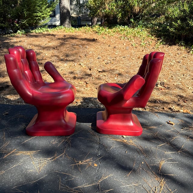 Red Mid-Century Modern Hand Form Chair ~ a Pair For Sale - Image 8 of 9