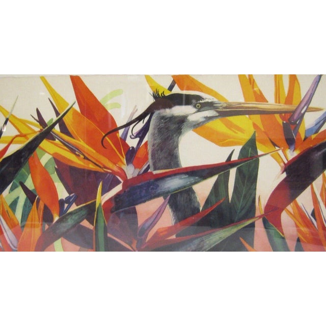 Contemporary Signed, Numbered and Titled "The Importer" Bird of Paradise and Crane Lithograph For Sale - Image 3 of 10