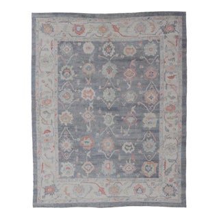 Large Turkish Modern Oushak Rug in Gray and Neutrals and All-Over Design 14'5"x18'0" For Sale