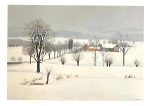 Claude Sauthier, Meadows of Romont, Vaud, Oil on Wood, 1970s