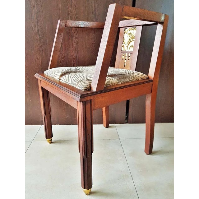 French Art Deco Oak Desk Chair, 1930s For Sale - Image 10 of 18