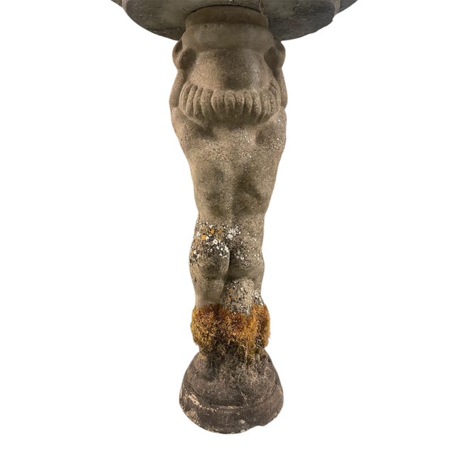 Vintage Cast Stone Cherub Garden Pedestal & Planter For Sale - Image 11 of 12