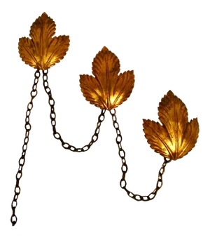1950s Three Light Gold Leaf Wall Sconce