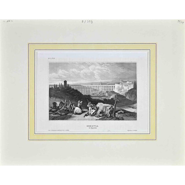 Ancient View of Segovia in Spain is an original lithograph on paper realized by Eigenthum d. Verleger in The 19th Century....