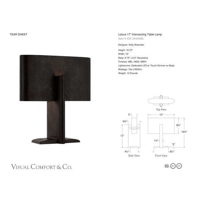 Kelly Wearstler by Visual Comfort Signature Lotura 17" Intersecting Table Lamp in Museum Black Designer: Kelly Wearstler...