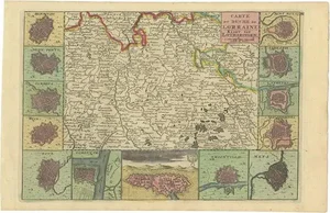 Antique Map of the Lorraine Region France, 1735