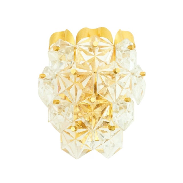 Faceted Crystal Glass & Brass Wall Light from Kinkeldey, Germany, 1970s For Sale - Image 9 of 9
