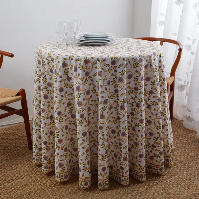 The Gina design displays a classic Indian floral vine pattern in lilac, green and gold. Our versatile Indian block print...