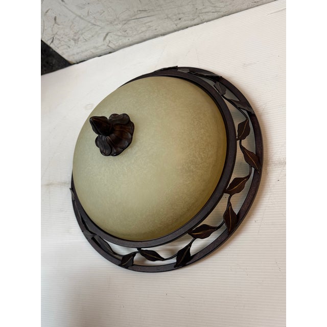 Early 21st Century Rustic Bronze Leaf Vine Flush Mount For Sale - Image 5 of 12