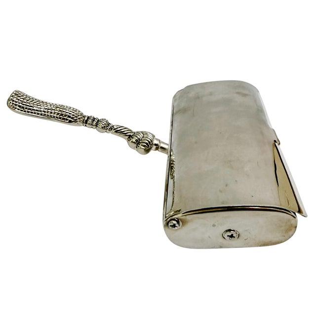Victorian Vintage French Silverplated Tassel Table Crumb Sweeper For Sale - Image 3 of 7