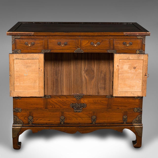 1880s Victorian Antique Raised Chest, Korean, Elm, Pear, Side Cabinet ...