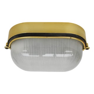 Large Italian Wall Sconce in Brass and Glass, 1970 For Sale