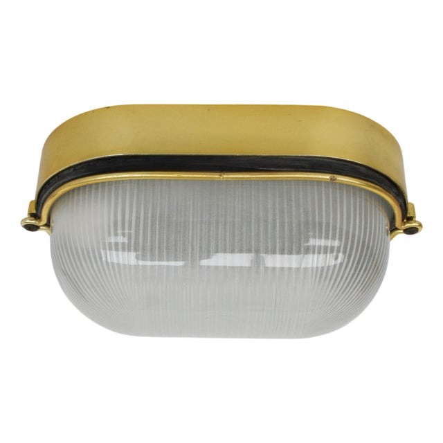 Large Italian Wall Sconce in Brass and Glass, 1970 For Sale