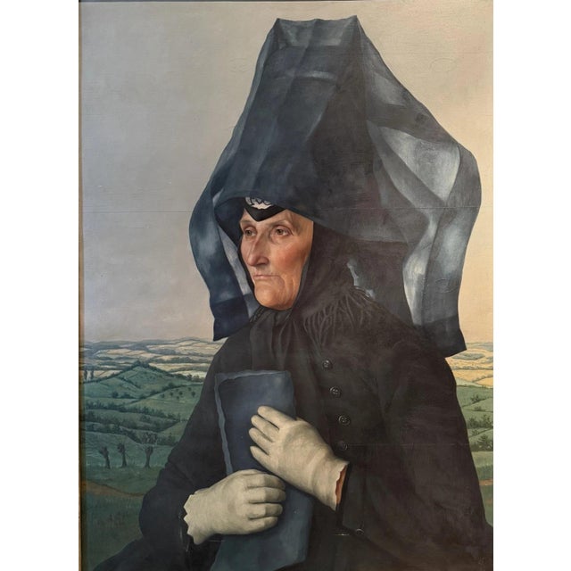 Mons Karl, Woman from the Schwalm Region, 1940s, Oil Painting on Plywood For Sale - Image 13 of 13