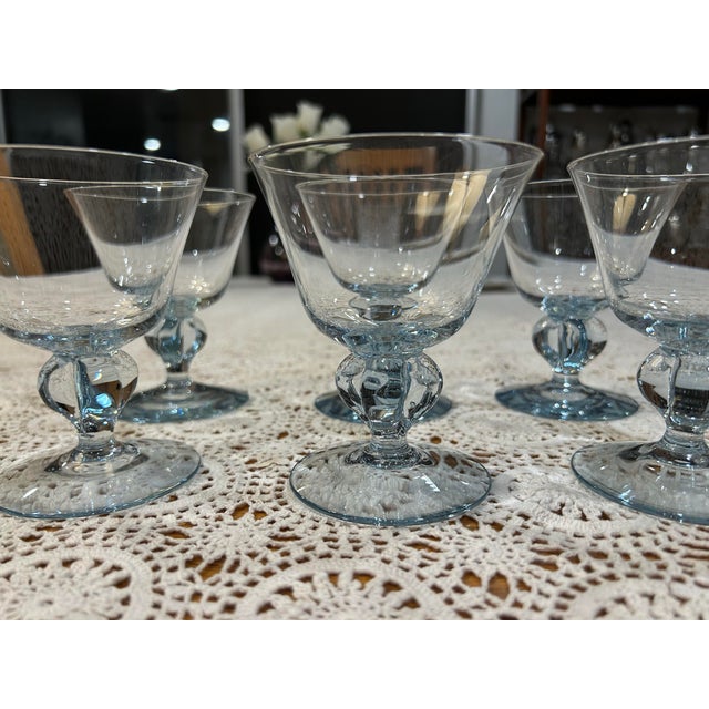 6 Vintage Blue Swedish GULLI INGRID Sherbet Champagne Glasses Skruf 4 1/4" SET of 6 vintage prestigious estate find...