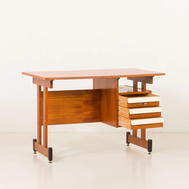 Mid-Century Modern Italian Desk in Teak, 1960s For Sale - Image 4 of 18