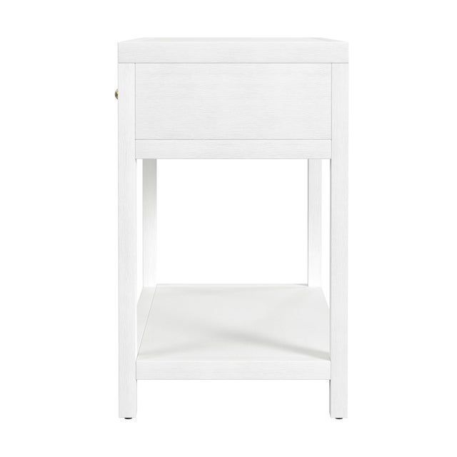 2020s Nora 30 in. W Rectangular Wood 1 Drawer Wide Nightstand with Lower Open Shelf, White For Sale - Image 5 of 8