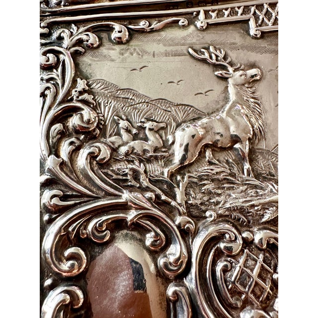 Antique 1909 Edwardian Sterling Silver Stag Calling Card Case by Crisford & Norris For Sale - Image 12 of 16