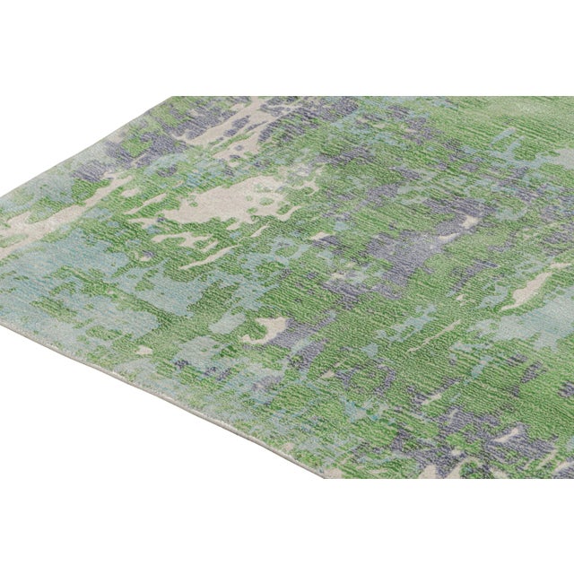 2010s Rug & Kilim’s Abstract Rug in Green, Blue and Beige All-Over Pattern For Sale - Image 5 of 8