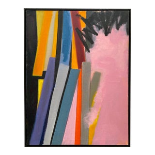 Adele Mailer Vintage 1985 Abstract Expressionist Original Signed One of a Kind Framed Large Modernist Oil Painting For Sale