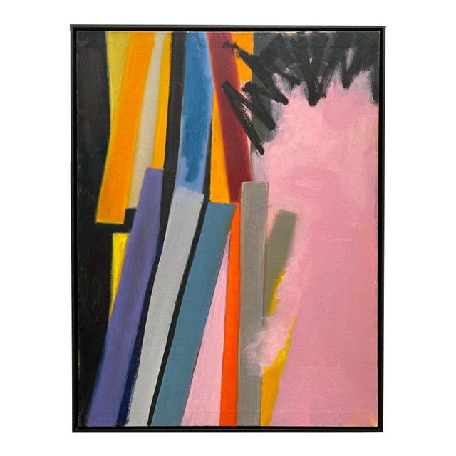 Adele Mailer Vintage 1985 Abstract Expressionist Original Signed One of a Kind Framed Large Modernist Oil Painting For Sale
