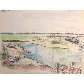1966 Pawley's Island Marsh and Inlet Pastel For Sale