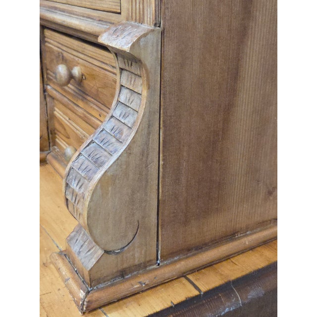 Antique Eastern European Pine Stepback China Cabinet Sideboard Hutch For Sale - Image 11 of 18