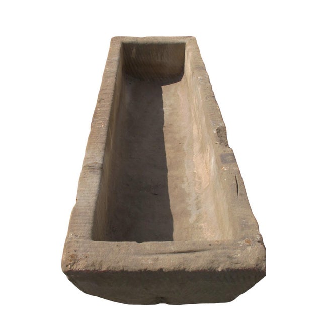 74" Inch Long Hand Chiseled Stone Trough 62 For Sale - Image 10 of 12