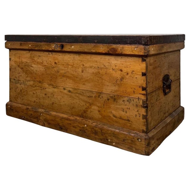 Antique Victorian Pine Fitted Chest Coffer For Sale - Image 11 of 12