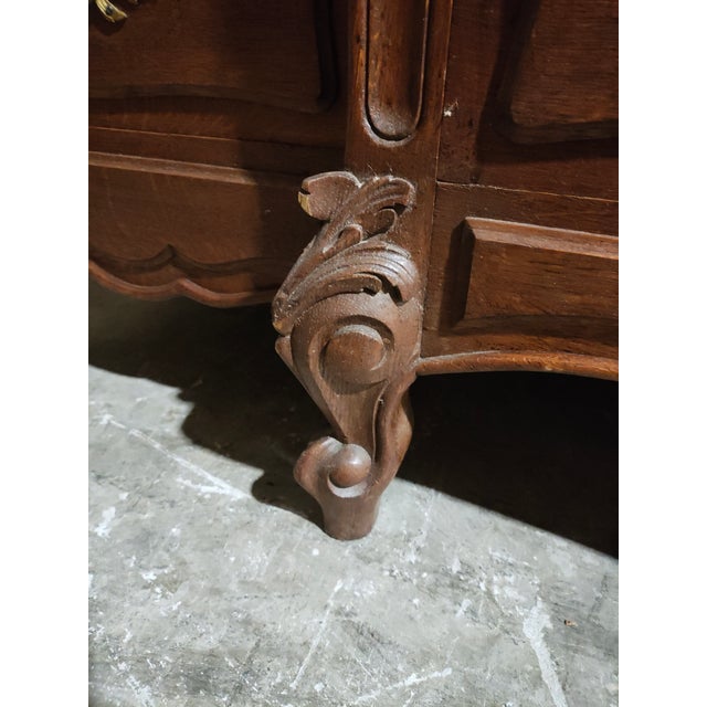 Wood Antique French Louis XV Revival Triple-Door Mirrored Armoire in Walnut For Sale - Image 7 of 12