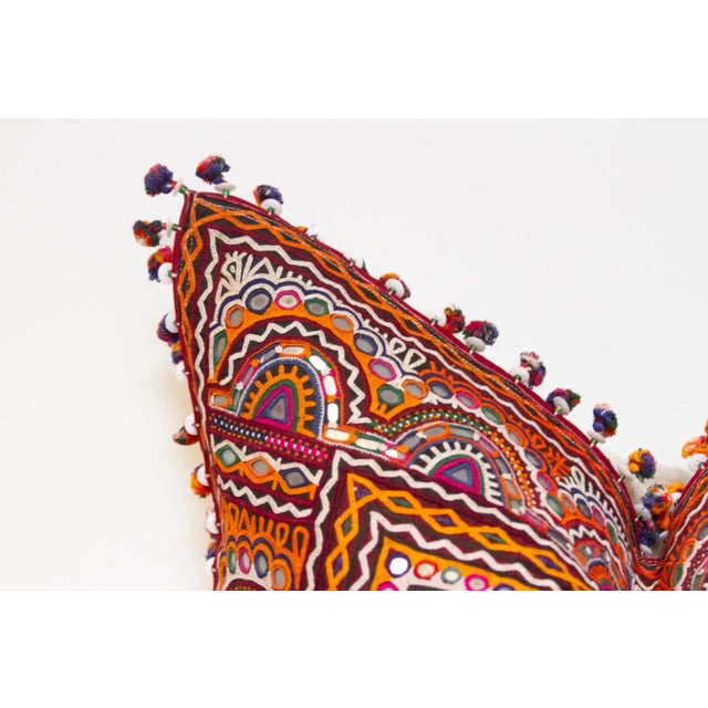 Barkha Rajasthani Embroidered Large Decorative Euro Pillow For Sale - Image 4 of 8