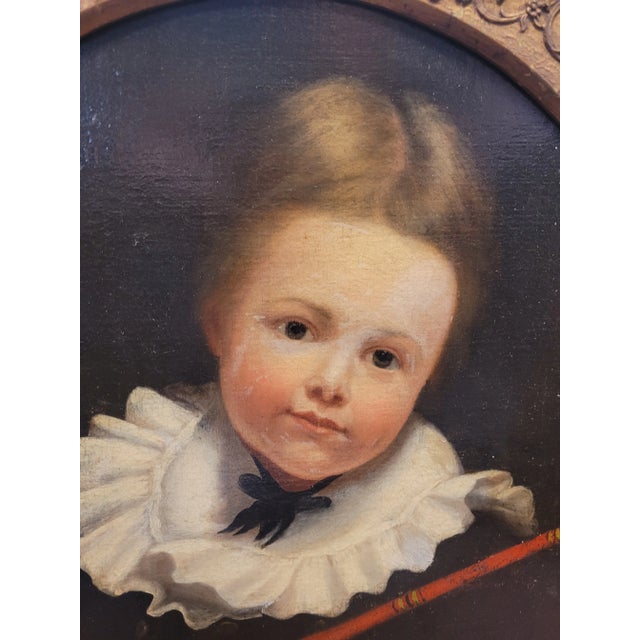 Wood American Shool Early 19th Century Painting of a Young Boy For Sale - Image 7 of 11