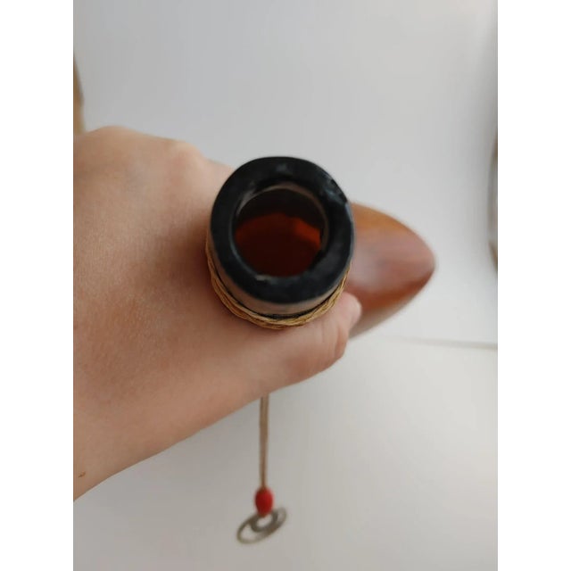 Brown Vintage Handcrafted Wooden Marquetry Wine Bottle For Sale - Image 8 of 12