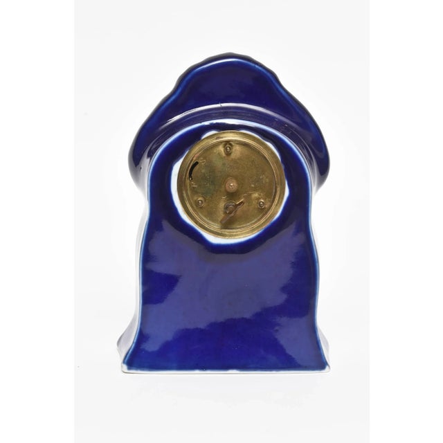 Art Nouveau Colbalt Blue Gilt Porcelain Desk Clock For Sale In Miami - Image 6 of 11